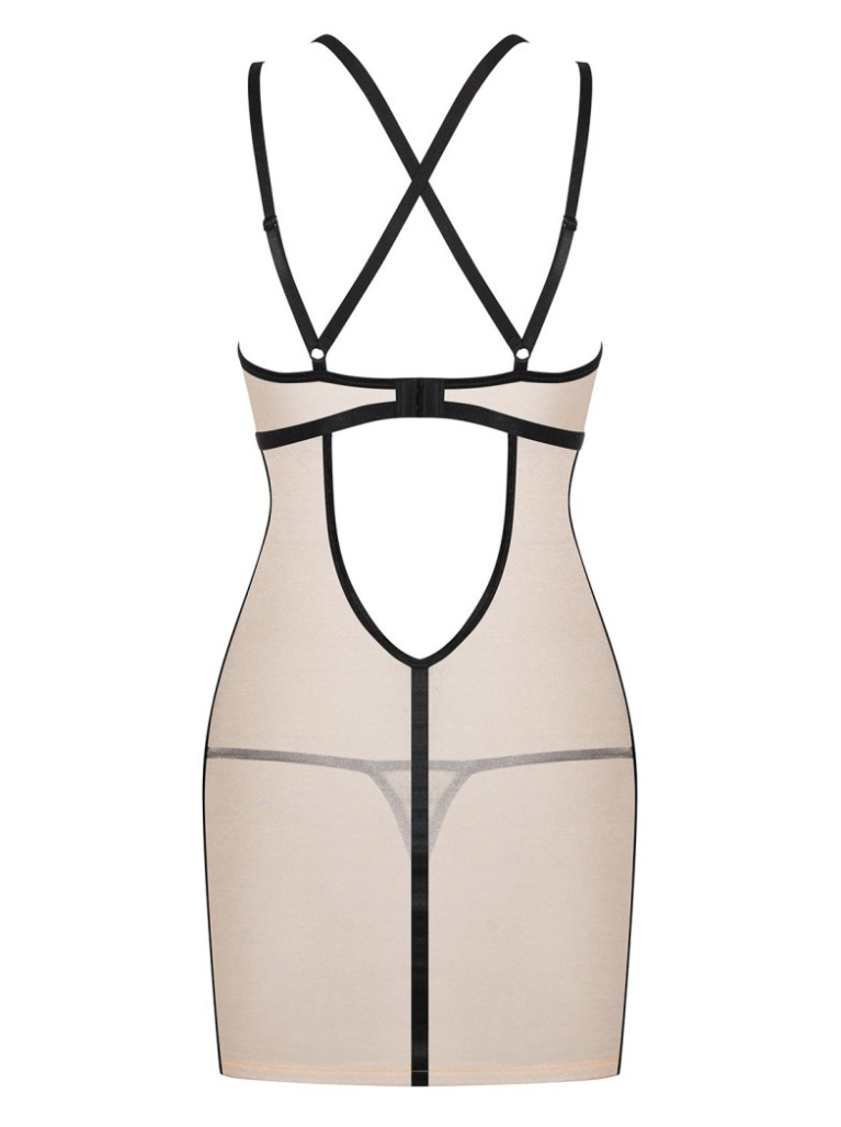 Obsessive - Nudelia 连身裙连丁字裤 - 米色 - S/M 照片