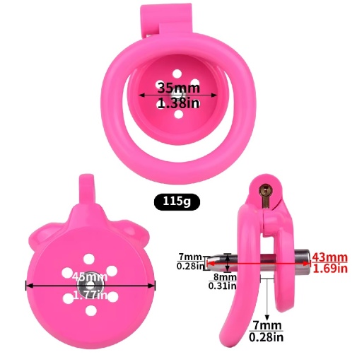 FAAK - Resin Chastity Cage 45mm w Catheter - Pink 照片