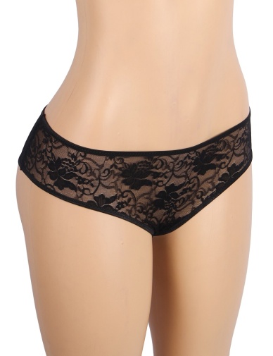 Ohyeah - Lace Crotchless Panty - Black - 2XL 照片