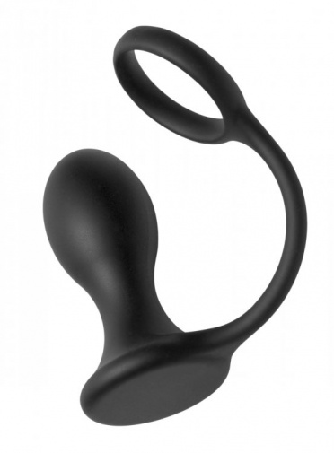Prostatic Play - Rover 矽胶阴茎环和前列腺刺激肛塞 - 黑色 照片