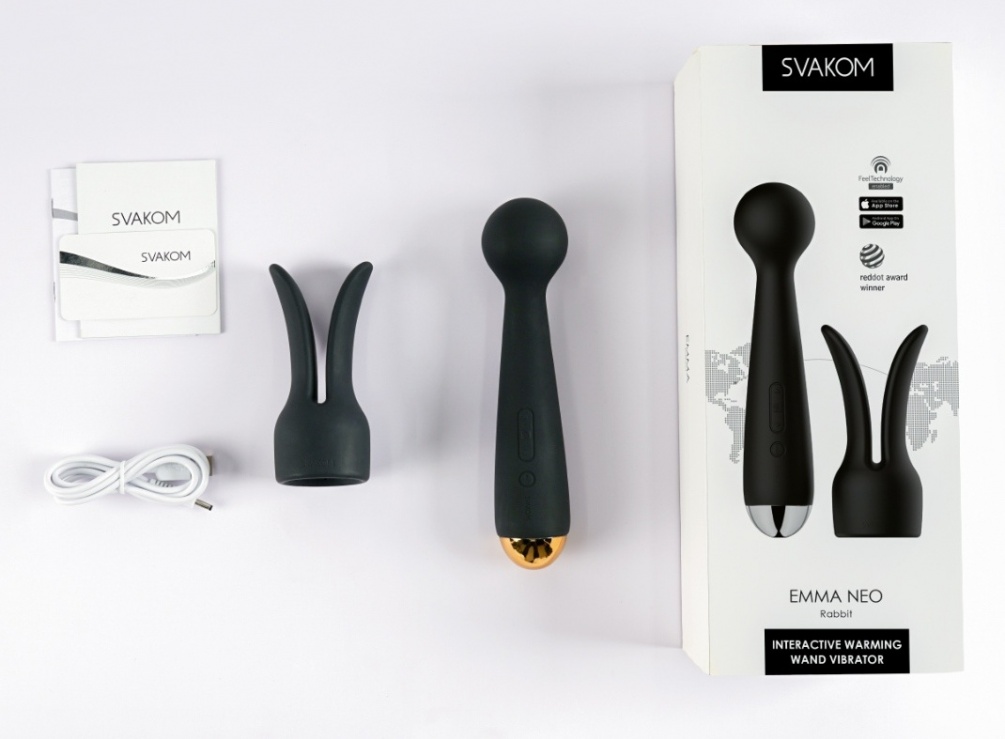 Sexy design with detachable bunny ears that will take Emma’s... SVAKOM - Emma Neo Warming Vibrator - Black photo-14