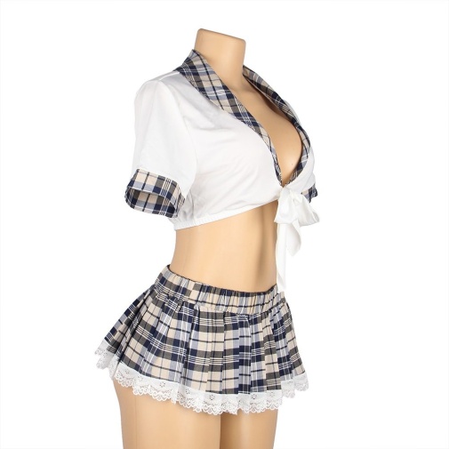 Ohyeah - Student Pleated Skirt Costume - White - XL 照片