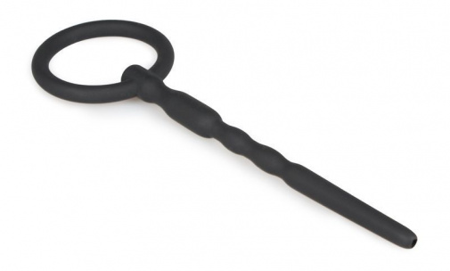 Sinner Gear - Silicone Penis Plug w Pull Ring - Black photo