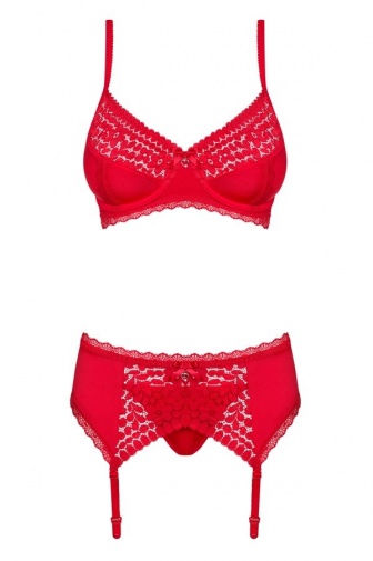 Obsessive - Jolierose 3-pcs Set - Red - S/M photo