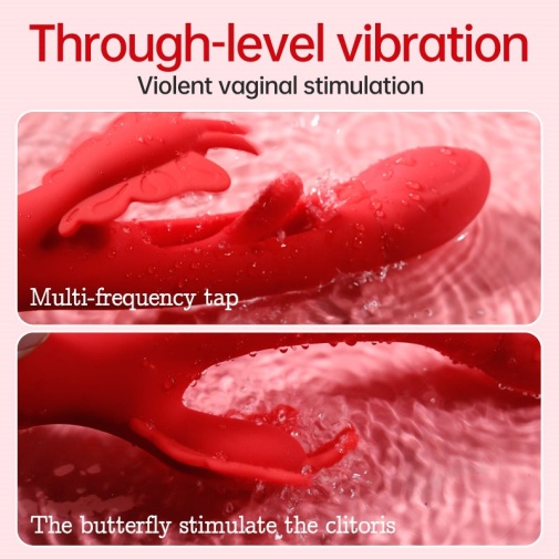 Secwell - Butterfly Flicking Rabbit Vibrator - Red 照片