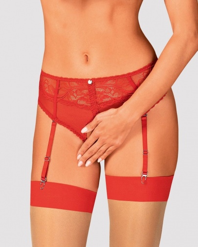Obsessive - Dagmarie 吊襪帶內褲 - 紅色 - 加大碼/雙加大碼 照片