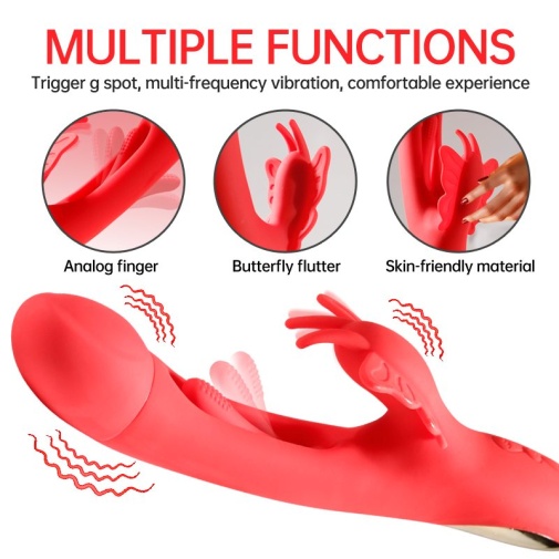 Secwell - Butterfly Flicking Rabbit Vibrator - Red photo