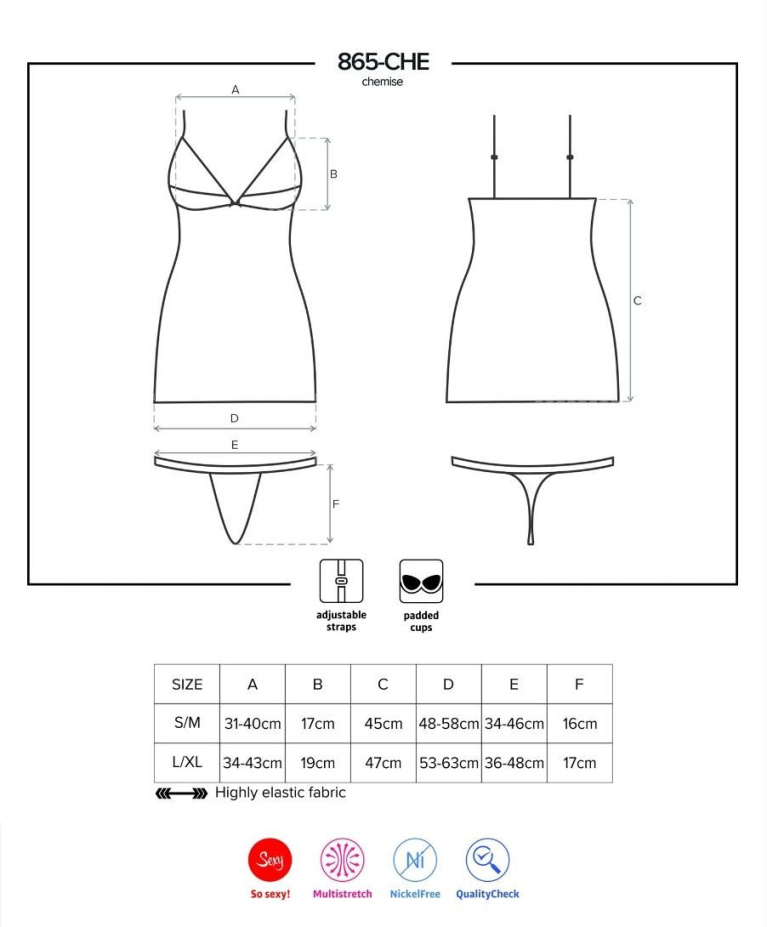 Obsessive - 865-CHE-1 Chemise & Thong - Black - L/XL photo