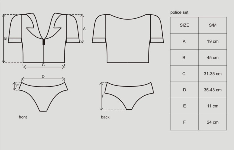 Obsessive - Police 5 pcs Costume - Black - S/M photo