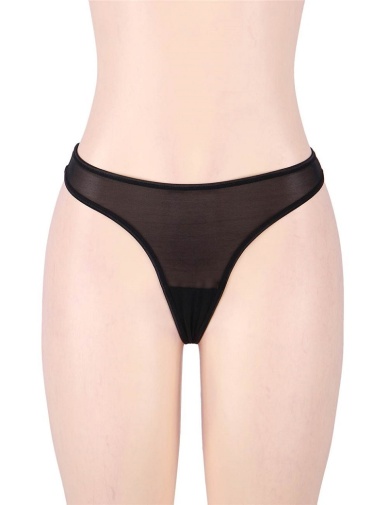 Ohyeah - Lace Garter Panty - Black - XL photo