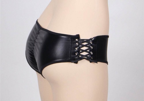Ohyeah - Open Crotch Strappy Panties - Black - M photo