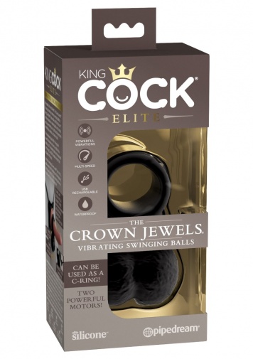 King Cock - Crown Jewels 仿真震动睾丸 - 黑色 照片