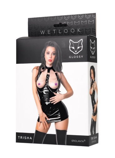 Glossy - Trisha Wetlook Dress - Black - L photo