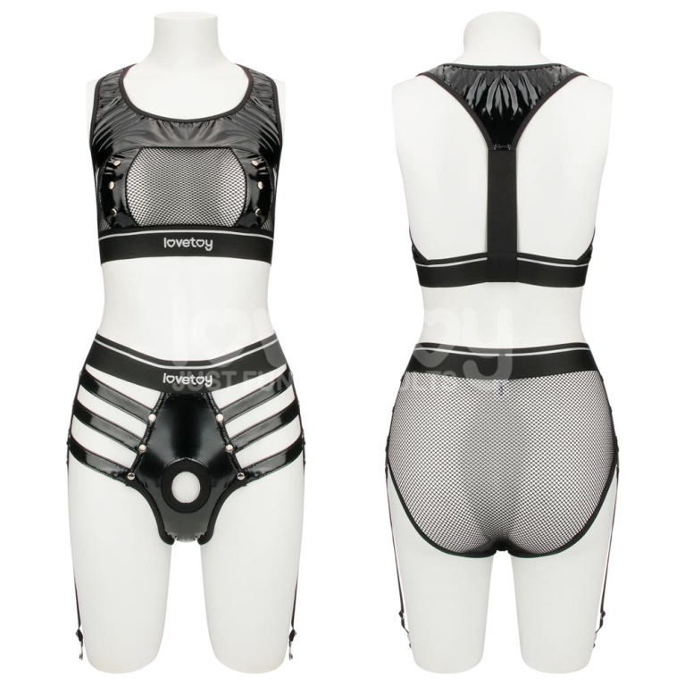 Lovetoy - Rebellion Reign Harness Strap-On Set XS/S - Black photo