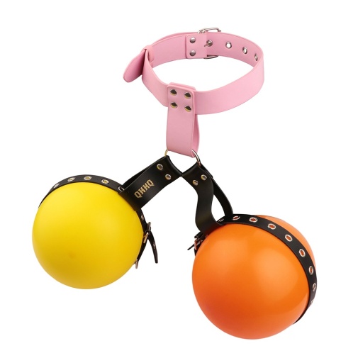 FAAK - Collar w Breast Belt - Pink/Black 照片