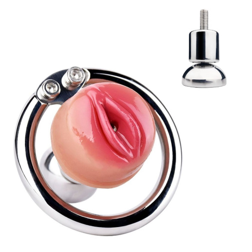 FAAK - Pussy Chastity Cage w Urethral Plug 照片