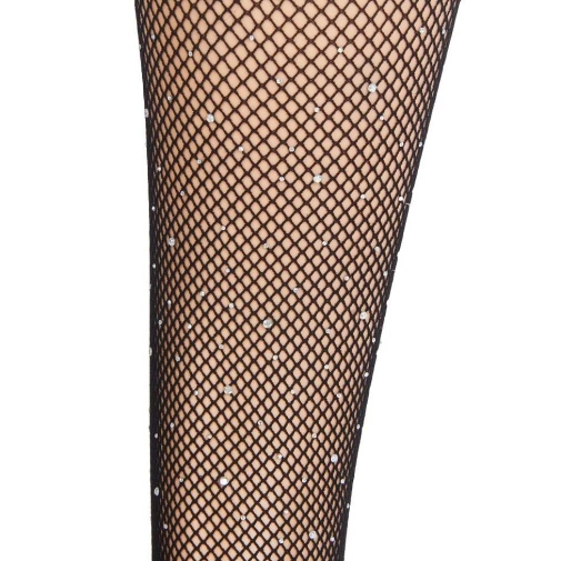 Ohyeah - Lace Rhinestone Stockings - Black - S photo