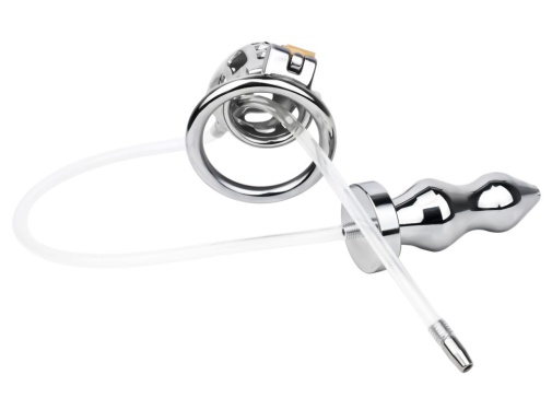 FAAK - Metal Chastity Cage w Catheter & Plug 照片