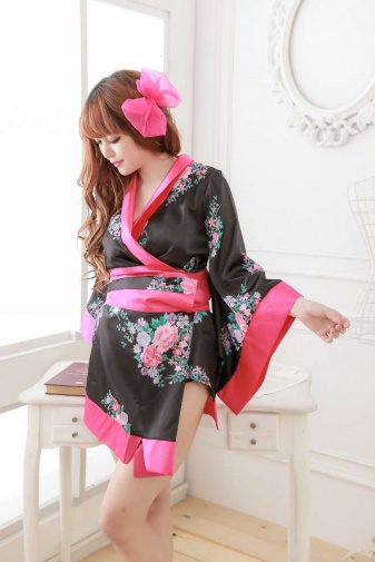 SB - Kimono S124 - Black/Pink photo