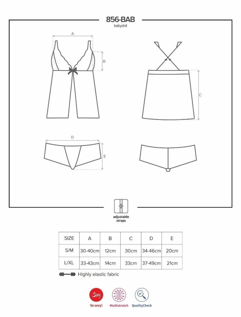 Obsessive - 856-BAB-1 睡衣連內褲套裝 - 黑色 - L/XL 照片