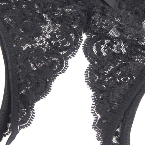 Ohyeah - Crotchless Lace Panty - Black - XL photo