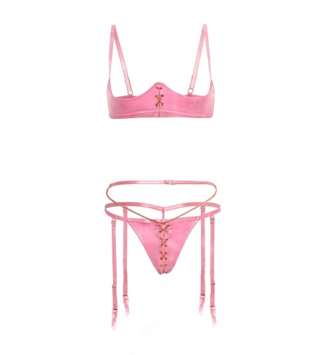 Oh La La Cheri - Intense Open Bra Set - Pink - M photo