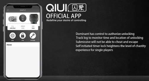 QIUI - CellMate APP控制貞操鎖 標準型 - 黑色 照片