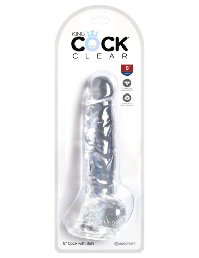 King Cock - 8" Cock w Balls - Clear photo