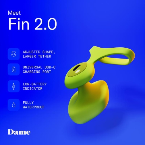 Dame - Fin 2.0 Finger Vibrator - Citrus photo