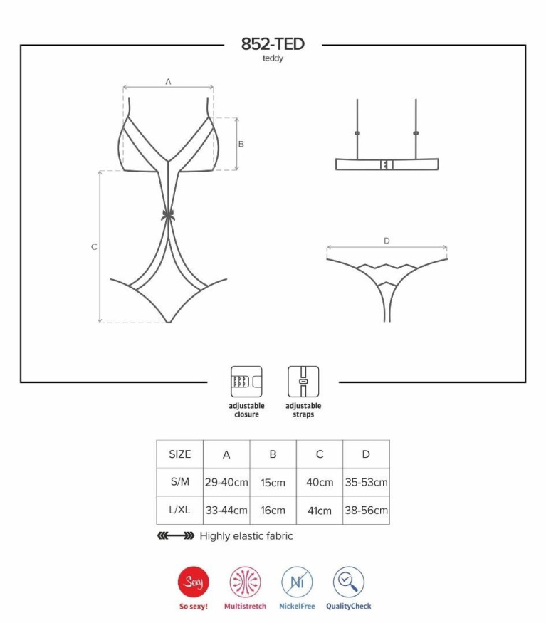 Obsessive - 852-TED-1 連身內衣 - 黑色 - S/M 照片