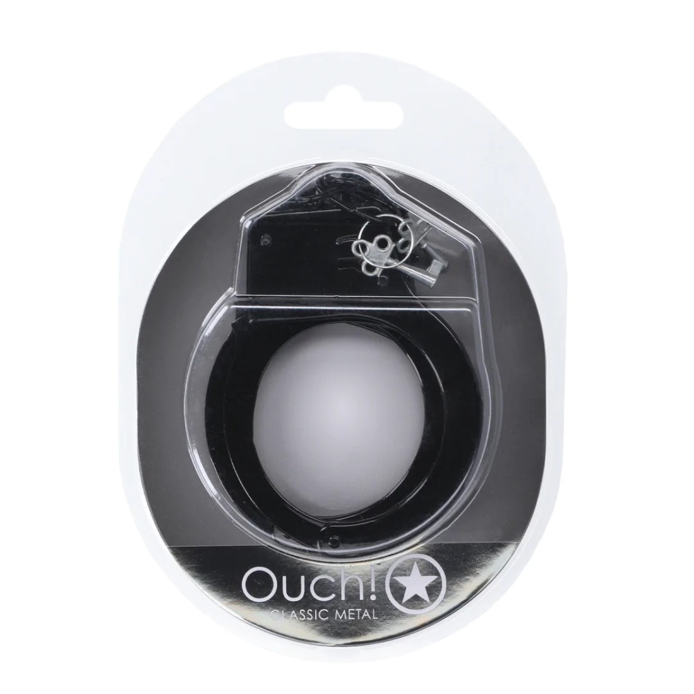 Enhance your intimate moments with these playful, metal hand... Ouch - Classic Metal Hand Cuffs - Black photo-3