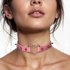 Master Series - Spiked Heart Choker - Pink photo