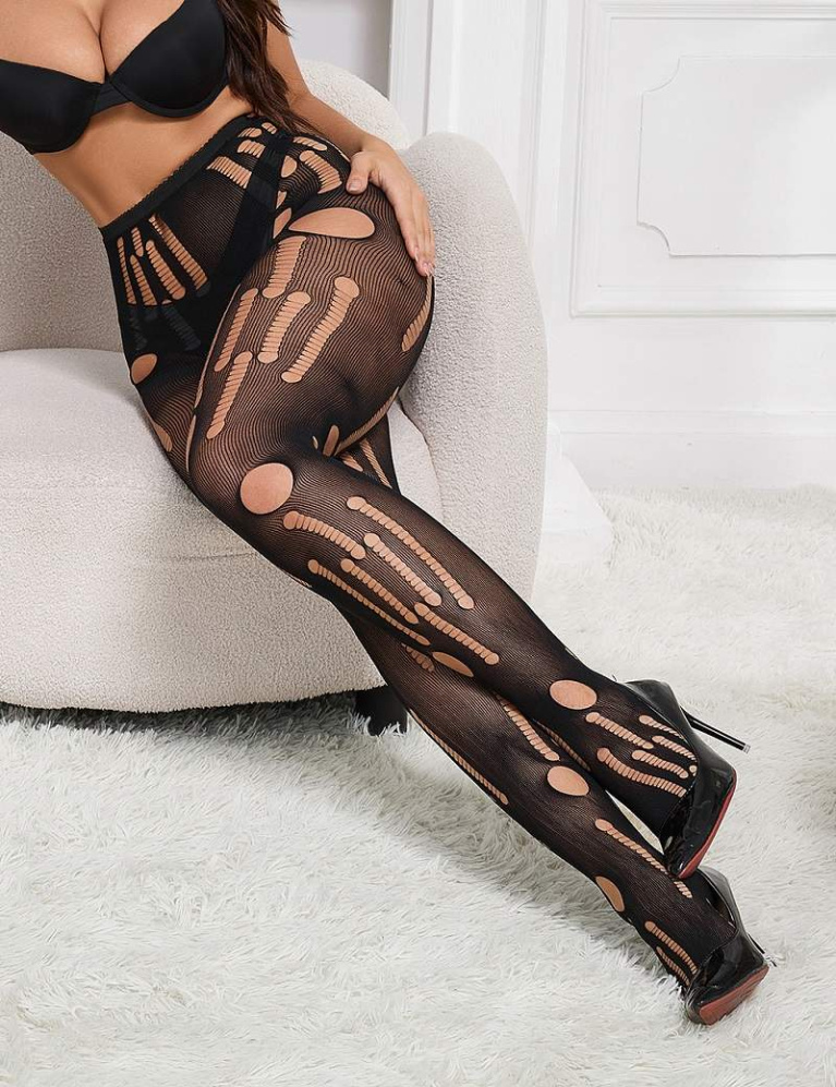 Ohyeah - Sexy Torn Pantyhose - Black - S photo