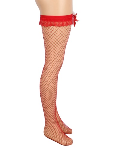 Ohyeah - Bow Mesh Stocking - Red - XL 照片