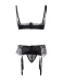 Ohyeah - Open Bra Set w Garter Panty - Black - 5XL 照片-8