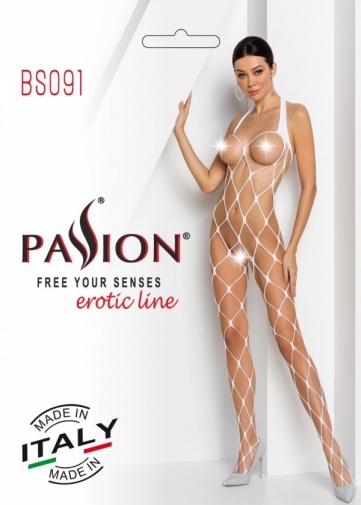 Passion - 魚網露乳連體全身內衣 BS091 - 白色 照片