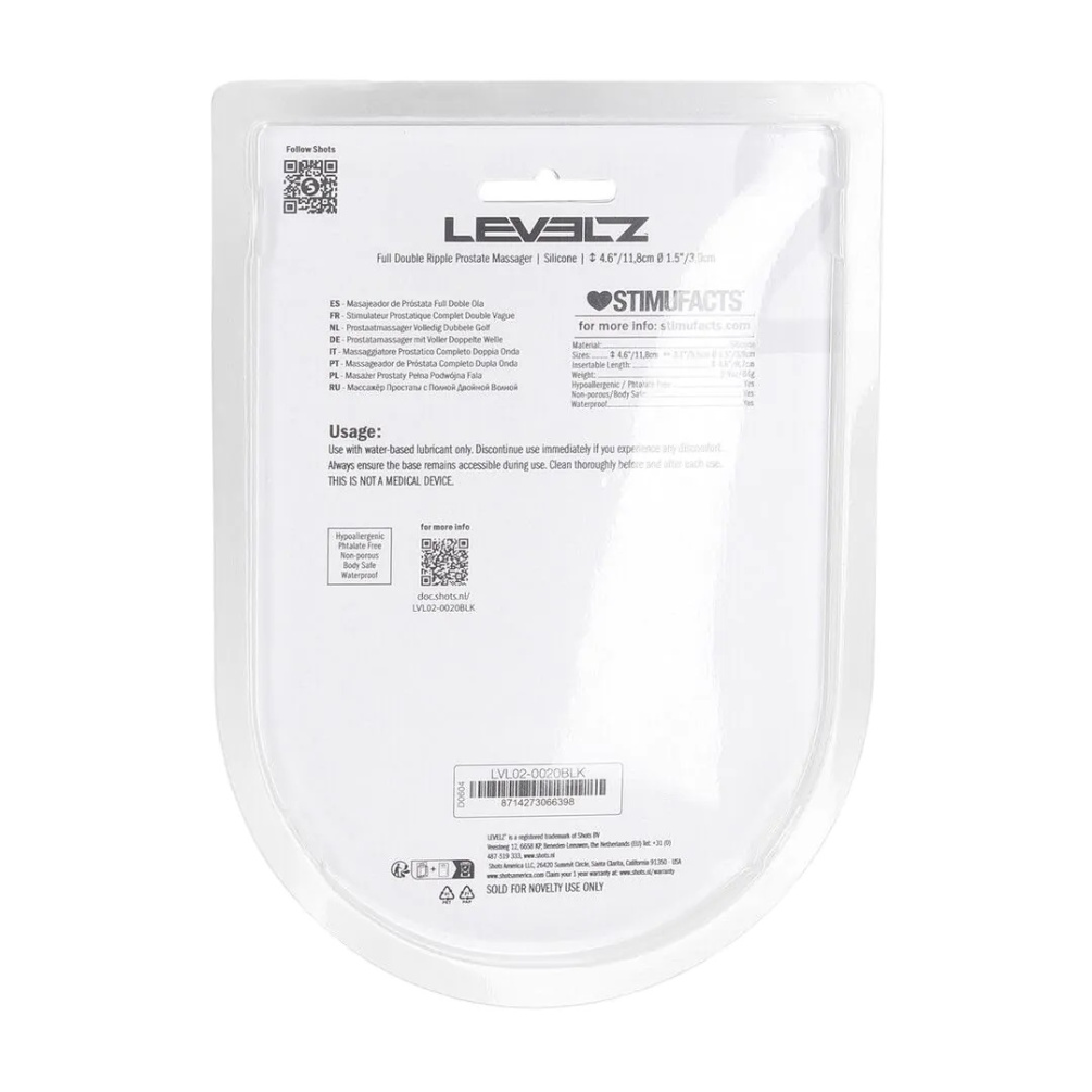 Levelz - 全效双重波纹前列腺按摩器 - 黑色 照片-9