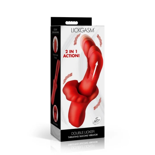 Lickgasm - Double Licker 舔舐抽插式震动棒 - 红色 照片