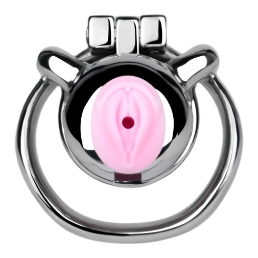 FAAK - Metal Pig Chastity Cage w Catheter - Black photo