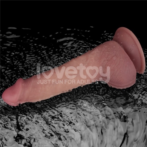 Lovetoy - 8.5'' 双层柔软震动假阳具 - 肉色 照片