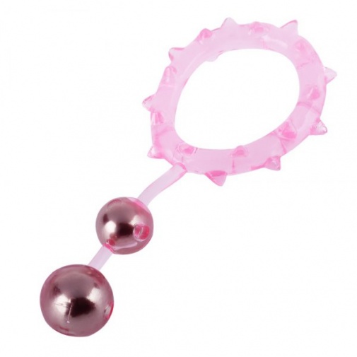 Aphrodisia - Ball Banger Cock Ring with 2 Balls - Pink photo