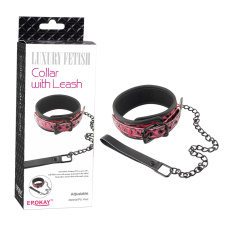 Erokay - Pyramid Collar w Leash - Red photo