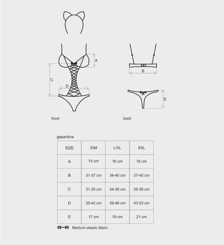 Obsessive - Gepardina 3 pcs costume - Black - S/M photo