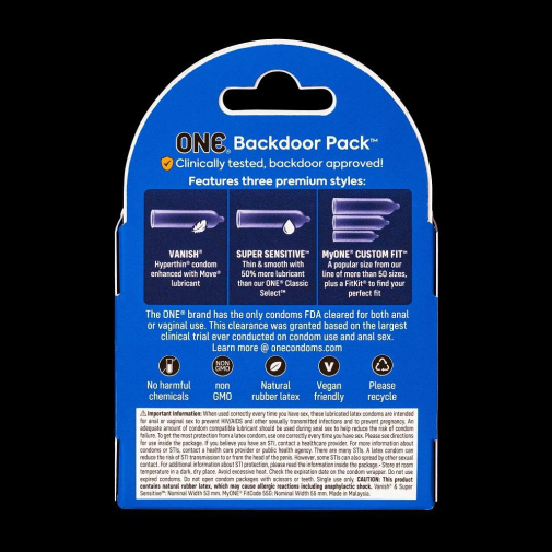 One Condoms - Backdoor Condoms 3's Pack 照片
