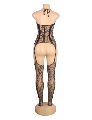 Ohyeah - Sexy Jacquard Bodystocking - Black 照片