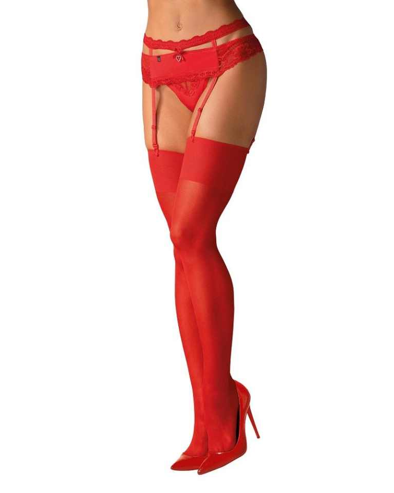 Obsessive - S800 Stockings - Red - L/XL photo