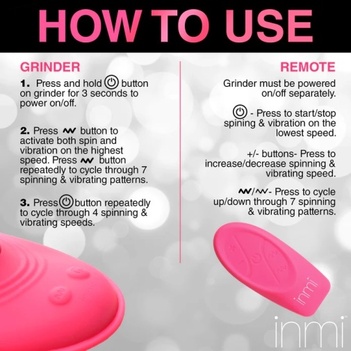 Inmi - Spin 'N' Grind Rotating Vibrator - Pink photo