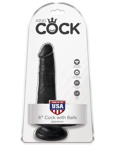 King Cock - 6″ Cock With Balls - Black photo
