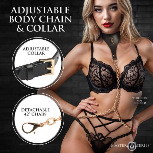 Master Series - Captivate Collar w Body Chain - Black 照片