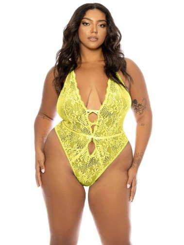 Oh La La Cheri - Lauren Crotchless Teddy - Yellow - 1X/2X photo